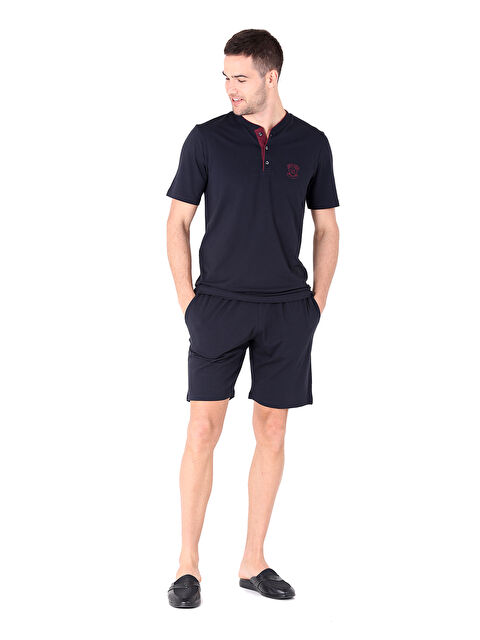 D'S damat DS Damat Şort Pijama Takımı LACİVERT - S000532226-21164