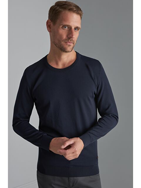 igs Lacivert Slim Fit Dar Kalıp Bisiklet Yaka Düz Uzun Kollu Triko - S000490088-21164