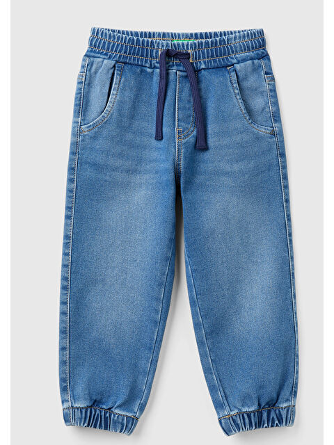 United Colors Of Benetton Erkek Çocuk Arka Cebi Logolu Lastik Paça Ağartılmış Denim Pantolon - S000517283-23173