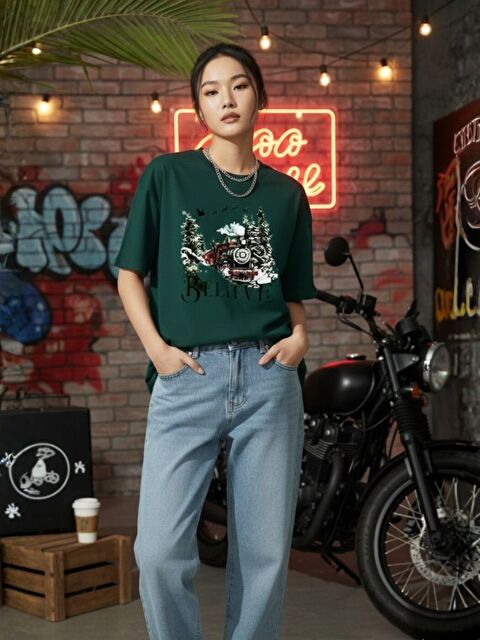 Trendseninle Nefti Believe Baskılı Tişört - S000523575-19416