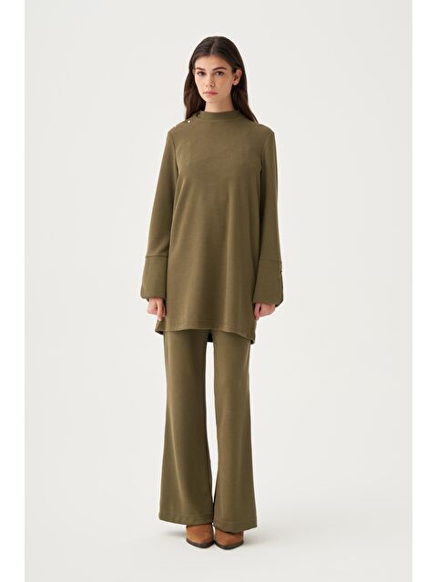 ALLDAY Haki-Pilise Detaylı Pantolonlu Takım