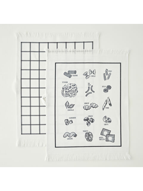 Bella Maison Spagetti Pamuklu Kurulama Bezi 2'li Siyah-Beyaz (40x50 cm) - S000412673-37424