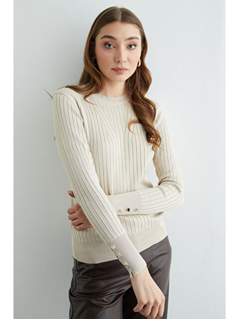 Fullamoda Fitilli Bisiklet Yaka Triko Kazak - S000503916-19928