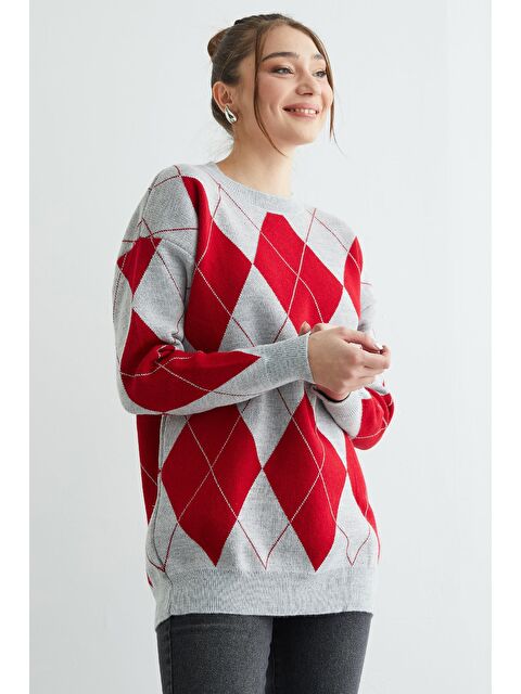 Fullamoda Fullamodest Baklava Desenli Triko Tunik - S000503917-20600