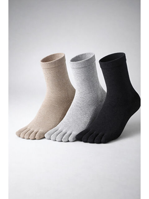 Luminos Butik Bambu Parmaklı 3'lü Paket Çorap | Koku ve Mantar Önleyici | Ter Emici | Kokulu COKRENKLI