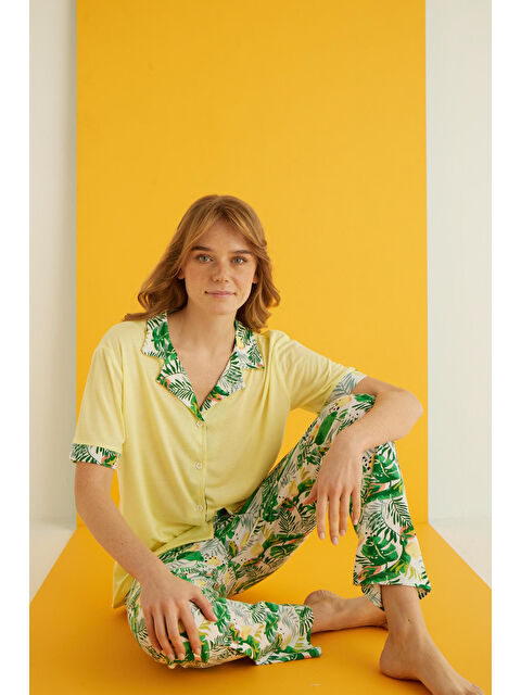 Elitol Viskon Düğmeli Pijama Takımı 7044-2 - S000381340-37471