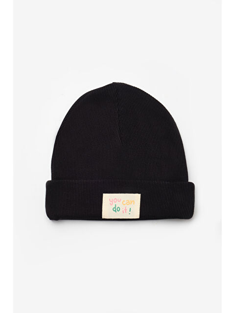 Le Mabelle Siyah Mottolu Çocuk Bere