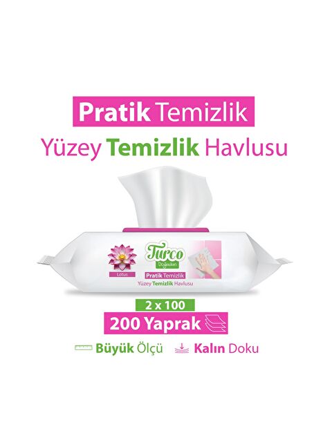 Baby Turco Turco Doğadan Pratik Yüzey Temizlik Havlusu Lotus 2x100 (200 Yaprak)