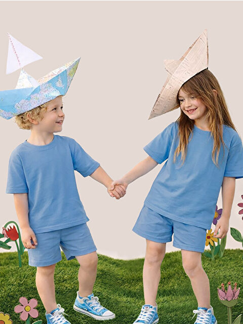 MSHB&G Oversize Mavi Unisex T-shirt Şort Takım