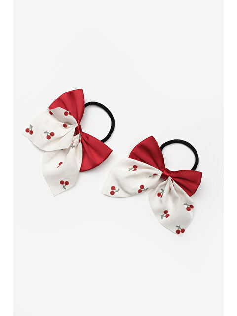 Le Mabelle Kırmızı Kiraz Detaylı Kız Çocuk Fiyonk Lastik Toka