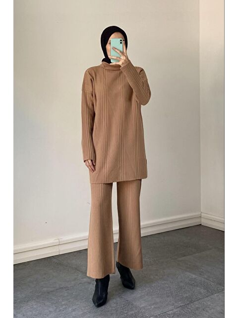 Lamelif Fitilli Triko Takım Çikolata Kahve - S000515304-20637