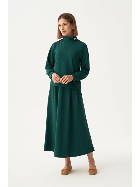 ALLDAY Zümrüt-Yumuşak Dokulu Gold Düğmeli Etekli Takım - S000501439-18709