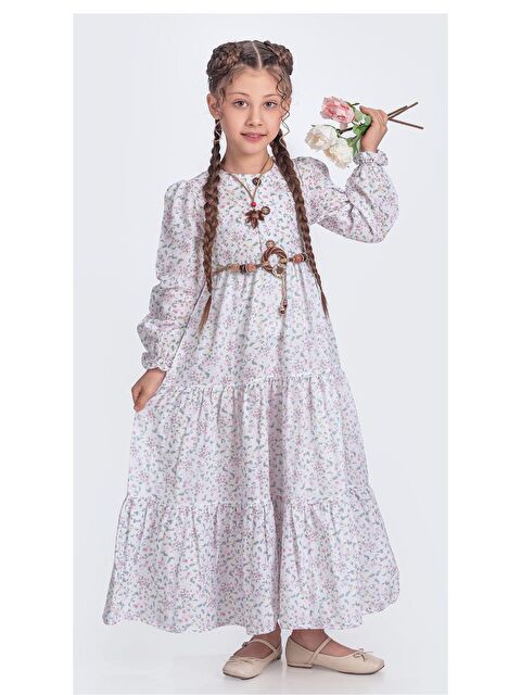 Mnk Baby & Kids Müslin Kumaş Kız Çocuk Uzun Kollu Elbise M00705 - S000389115-20063