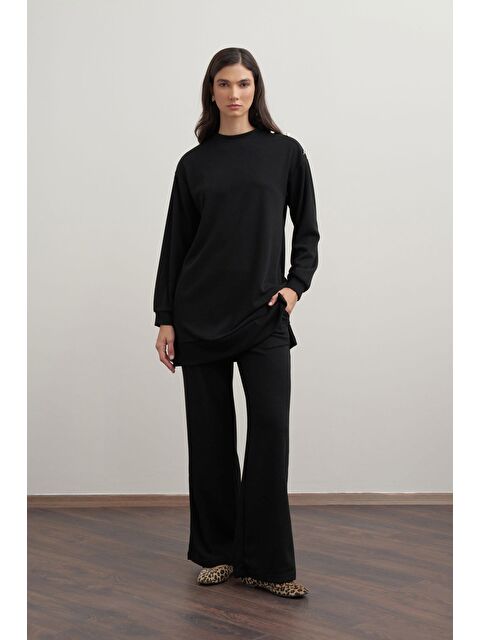 ALLDAY Siyah-Fitilli Dökümlü Pantolonlu Takım - S000501440-19351