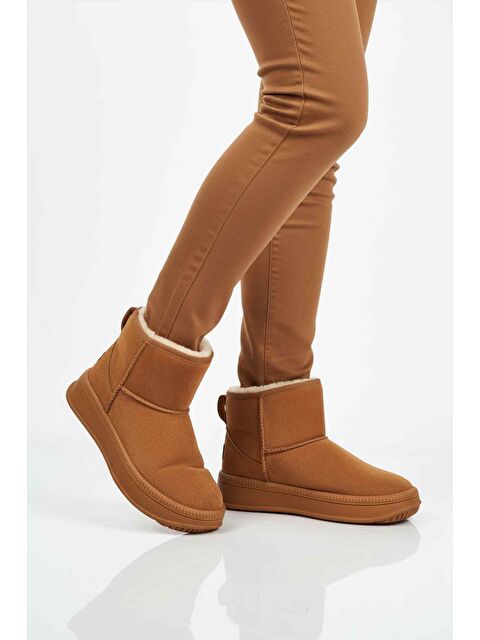 Ayakmod Taba Kürklü Soğuğa Dirençli Kaymaz Kadın Bot 25001 Z - S000478496-37454