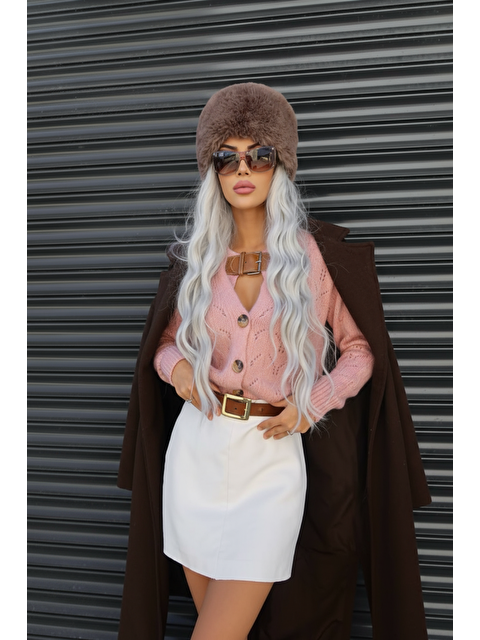 She Wears Yakası Kemer Detaylı Düğmeli Triko Hırka E-140 - S000473615-7152