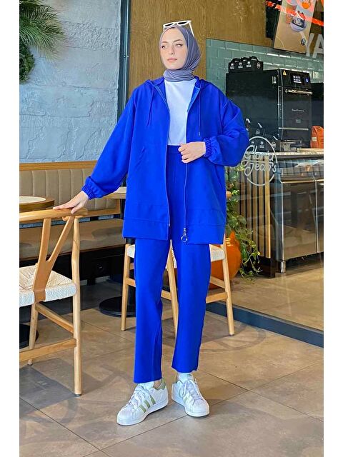 Lamelif Bonita Fermuarlı Scuba Takım Saks Mavisi - S000515306-23710