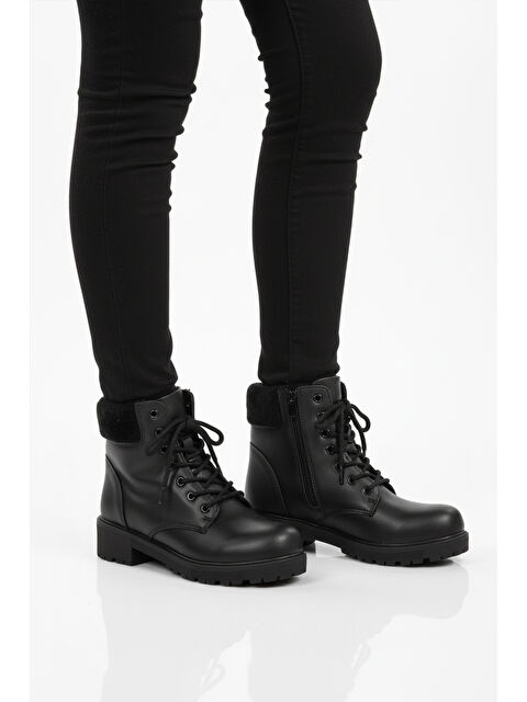 Ayakmod Siyah İçi Polarlı Kaymaz Kadın Bot Marc 4030 Z - S000448857-19351