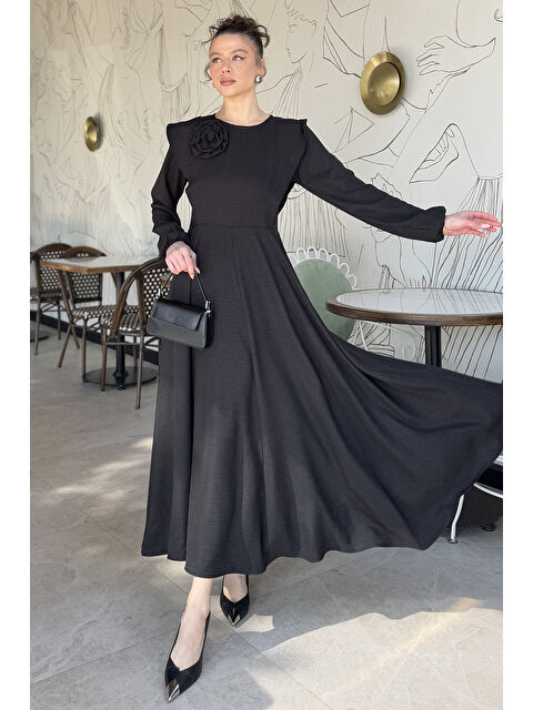 Gülseli Gül Detaylı Kadın Kloş Elbise - S000361133-19351