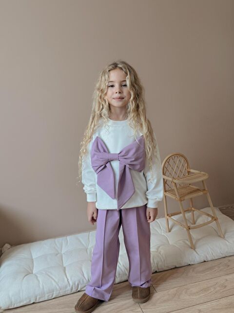 carla10 Kız Çocuk Fiyonk Detay Pamuklu Alt Üst Takım Mor - S000492856-20042