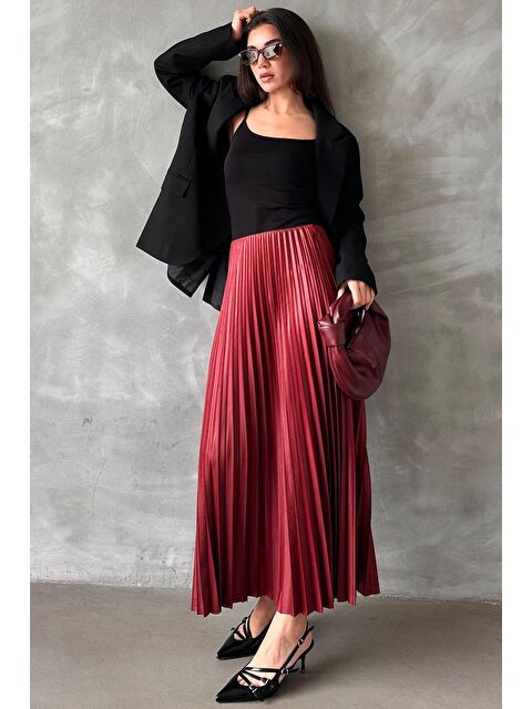Madmext Bordo Pileli Kadın Etek Mg2318 - S000344450-19951