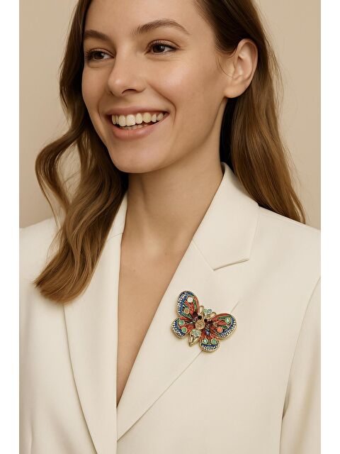 New Obsessions Kelebek Modelli Kadın Broş Yaka İğnesi - S000392967-20076