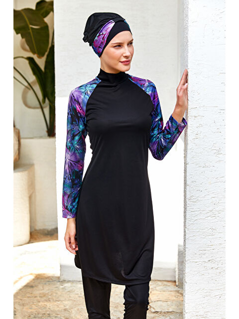 Rozamay Reglan Kol Elastanlı Tam Kapalı Tesettür Mayo 3119 Siyah - S000365989-37439