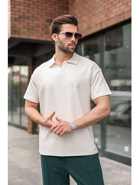 Madmext Polo Yaka Oversize Erkek Tişört E7185