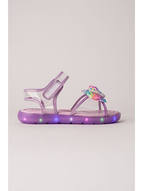 Muggo PİCKLES Pullu Kelebek Detaylı Cırtlı Şeffaf Kız Çocuk Sandalet