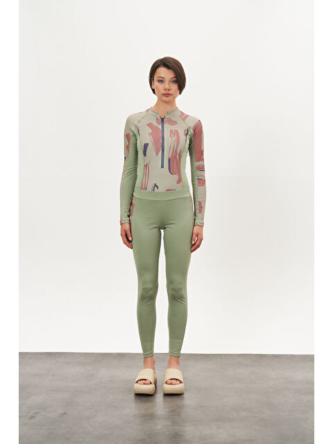 Mevra Yüzücü Mayo Tayt Etek 3lü Maysa Desen Çağla - S000510744-14939