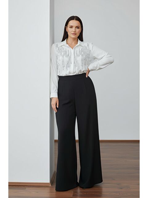 Pera Moda Önü Taşlı Arkası Uzun Basic İç Göstermeyen Küçük ve Büyük Beden Gömlek - S000523584-20063