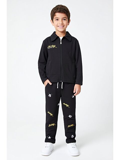 Cansın Mini Siyah Karakter Baskılı Jean Ceketli Pantolonlu Erkek Çocuk 3lü Takım 23516 - S000513669-19351