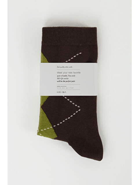 HE-QA Baklava Desen Soket Çorap Yosun-Acı Kahve - S000495964-1848