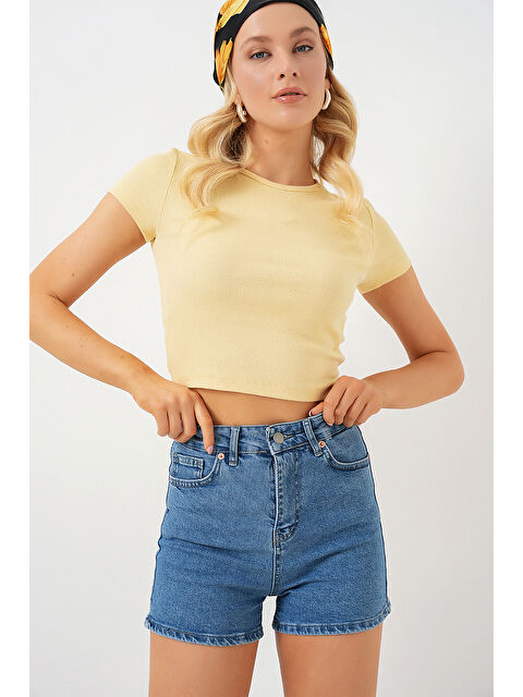 Bigdart Kadın Kısa Jean Şort 5339   Lacivert - S000393277-21164