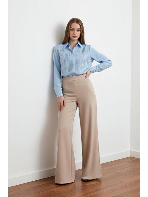 Pera Moda Önü Taşlı Arkası Uzun Basic İç Göstermeyen Küçük ve Büyük Beden Gömlek - S000523584-3642