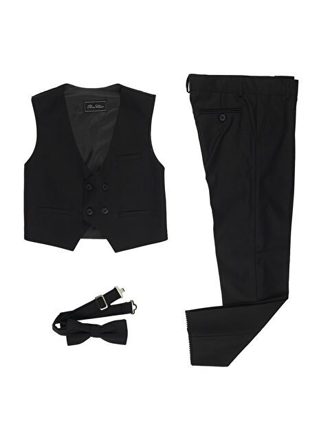 Panço Erkek Çocuk Yelekli Siyah Smokin - S000523585-19351