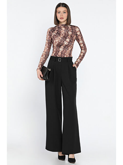 Gülseli Kadın Yüksek Bel Kemer Detaylı Pileli Pantolon - S000361112-19351