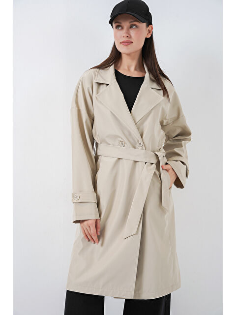 Bigdart Kadın Kruvaze Yaka Trençkot 5987 - Bej - S000510753-19928