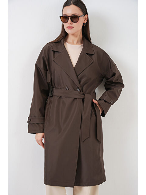 Bigdart Kadın Kruvaze Yaka Trençkot 5987 - Kahverengi - S000510753-19413
