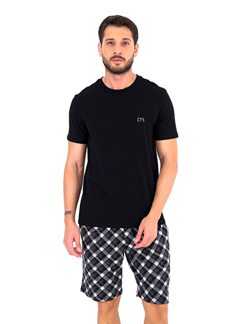 D'S damat Ds Damat Ekose Desen Şort Takım SİYAH - S000532232-19351