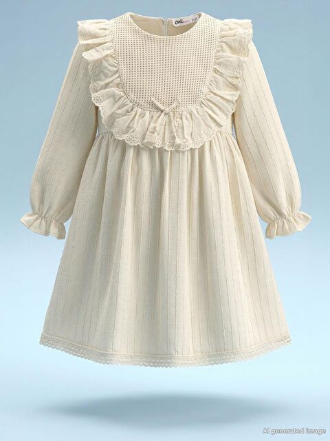 Civil Girls Roba Fırfırlı 2-5 Yaş Elbise - Bej