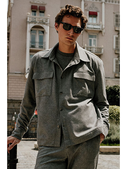 Altınyıldız Classics Erkek Gri Relax Fit Gömlek Yaka Beli Bağlamalıl Esnek Takım Elbise