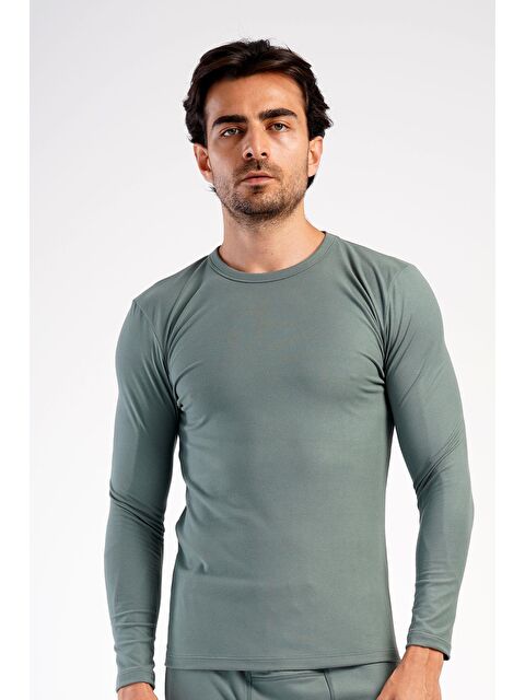 C&City Erkek Uzun Kol Bisiklet Yaka Termal Tişört 409006 Haki