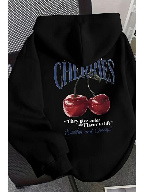 Oksit Flavor Cherris Sırt Baskılı İçi Pamuklu Unisex Sweatshirt - S000451009-19351