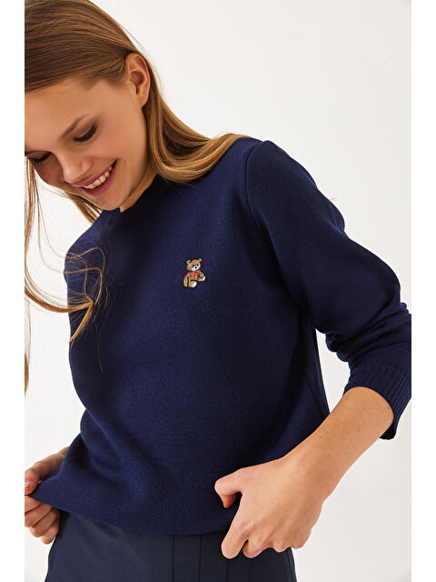 SHADE KadınTeddy Nakışlı Basic Kazak - S000376497-21164