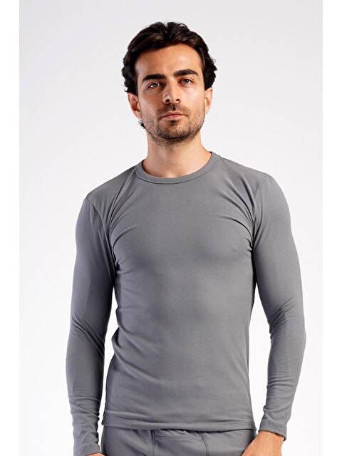 C&City Erkek Uzun Kol Bisiklet Yaka Termal Tişört 409006 Füme