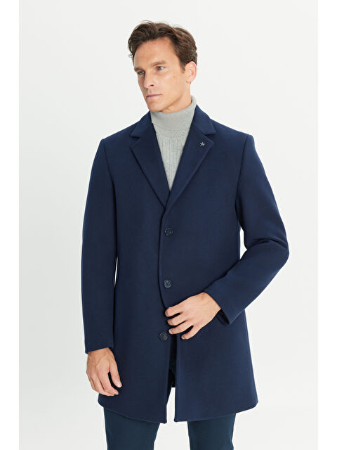 Altınyıldız Classics Erkek Lacivert Sıcak Tutan Standart Fit Normal Kesim Esnek Palto