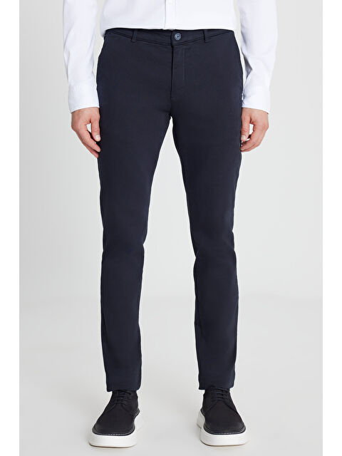 Altınyıldız Classics Erkek Lacivert Pamuklu Slim Fit Dar Kesim Yan Cep Casual Pantolon