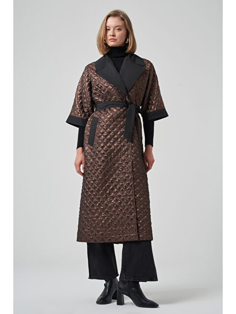 Nuss Kemer ve Örme Kol Detay Kap Ceket 6014 Bakır - S000467638-20015