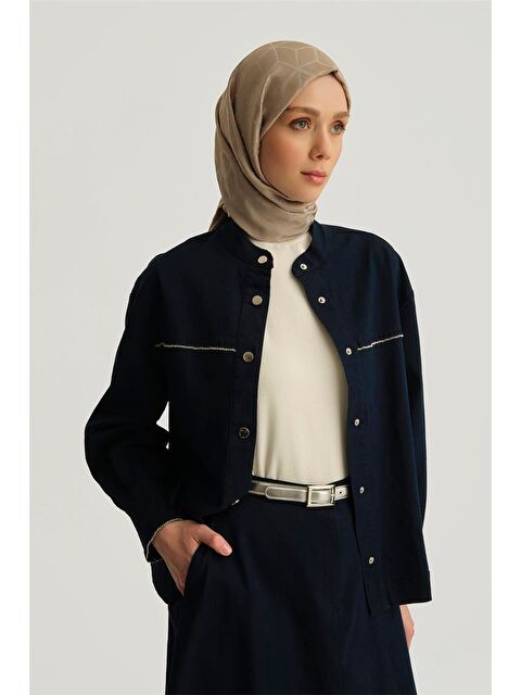 ARMİNE Taş Detaylı Zımbalı Ceket 25Yd4244-1 Lacivert - S000508530-21164